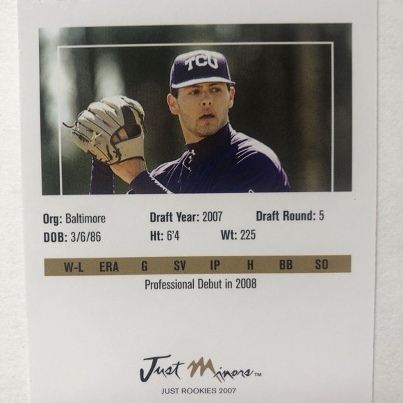 2007 Just Rookies Jake Arrieta Signed Card Chicago Baltimore TCU MLB-Horned Frog - Picture 2 of 5